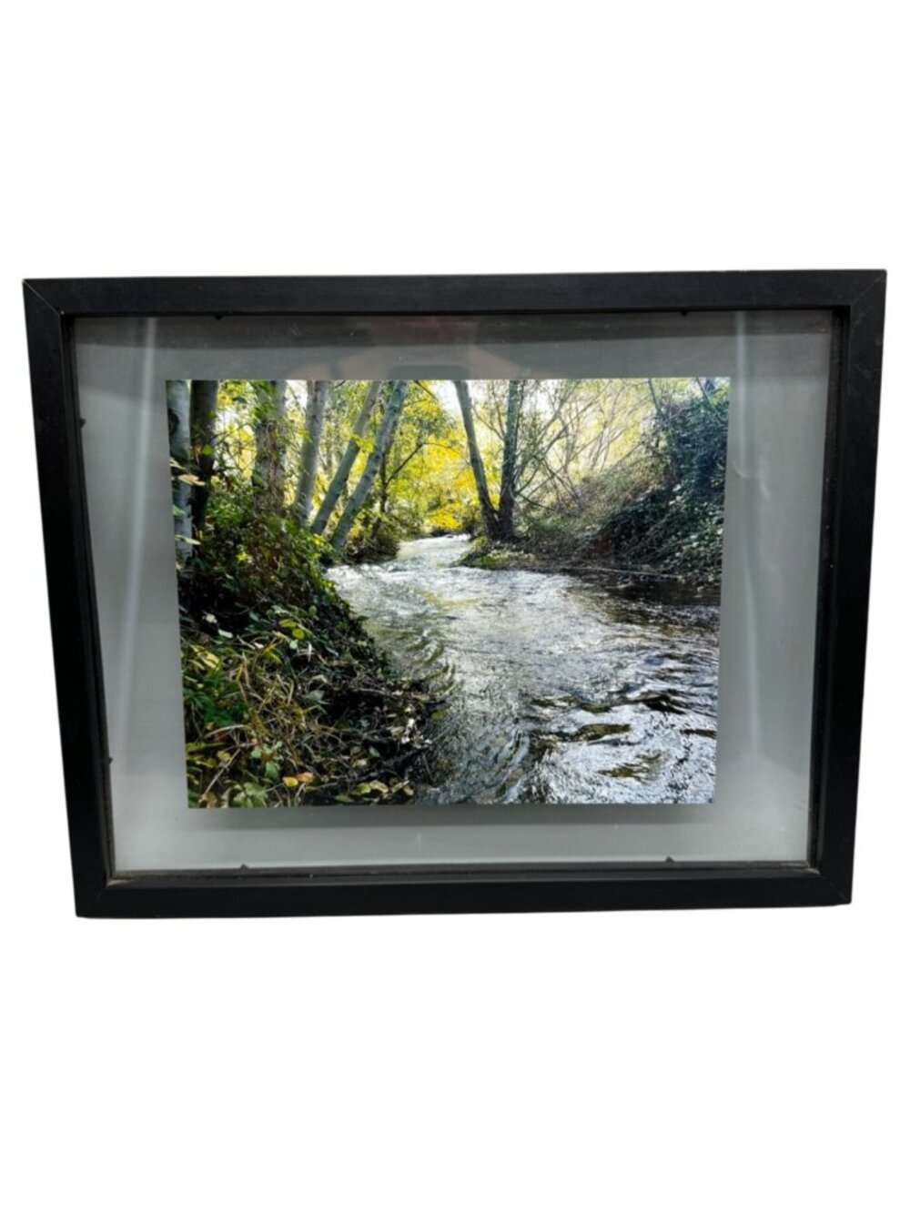 Black landscape creek trees nature photo Picture Frame layered 11.5x14.5" READ